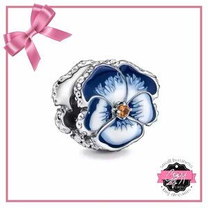 Pandora Blue Pansy Flower Charm (ONE)